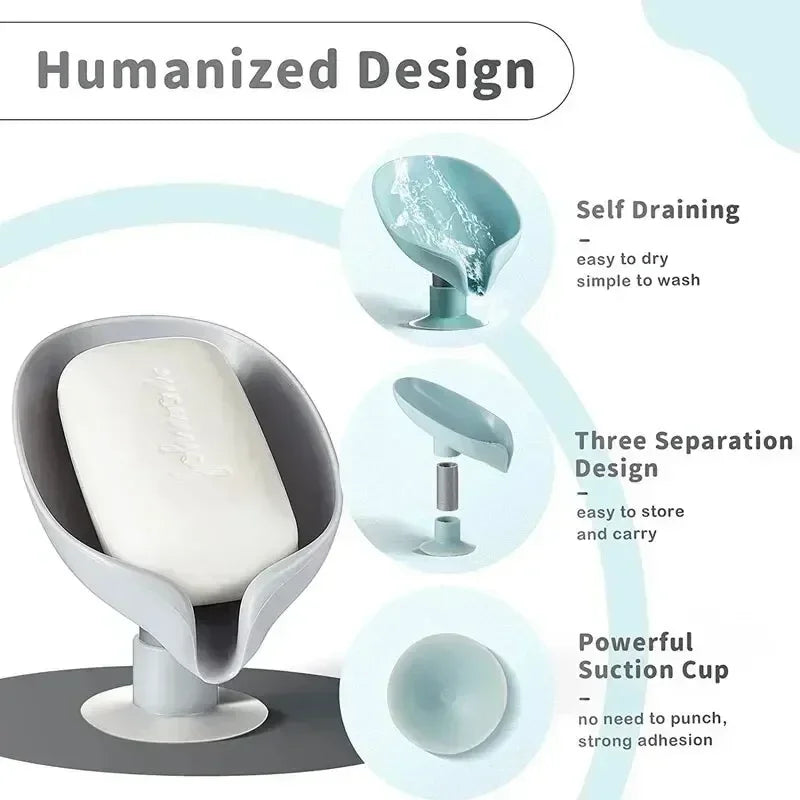 Lotus-Shaped Soap Holder with Suction Cup – Drainage Tray for Shower & Kitchen