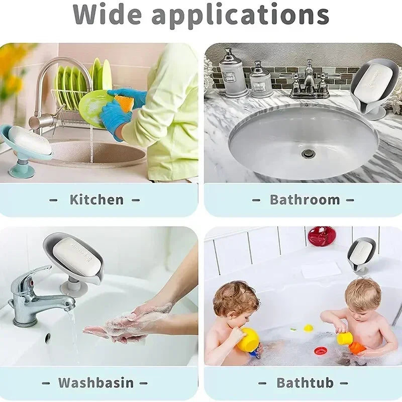 Lotus-Shaped Soap Holder with Suction Cup – Drainage Tray for Shower & Kitchen