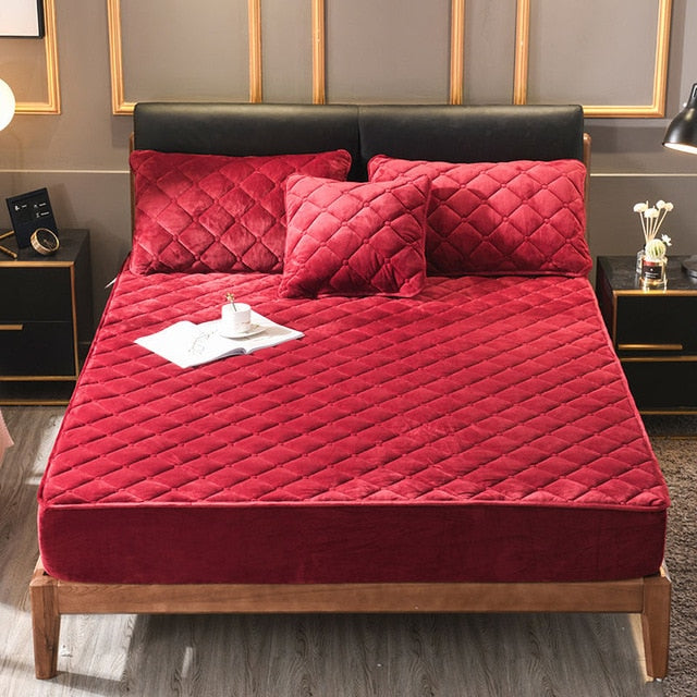 Plush Thicken Quilted Mattress Cover Warm