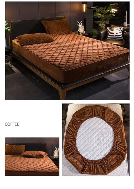 Plush Thicken Quilted Mattress Cover Warm