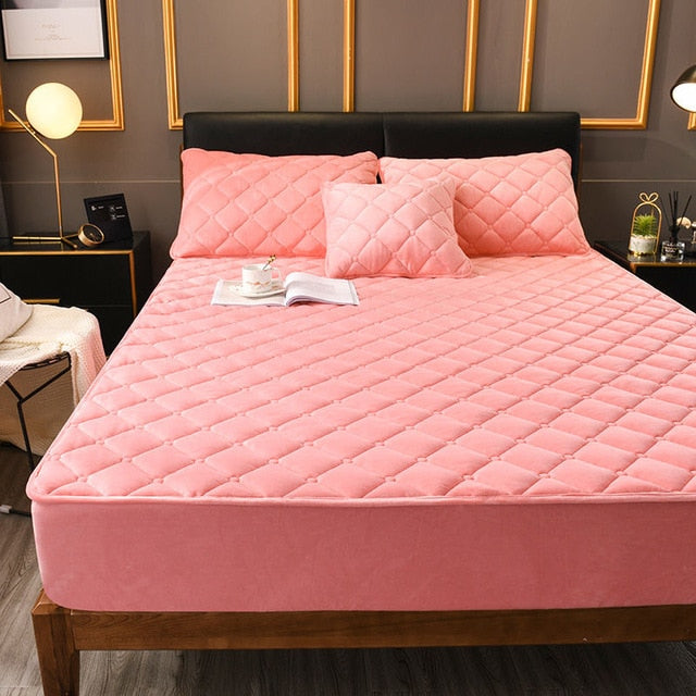 Plush Thicken Quilted Mattress Cover Warm