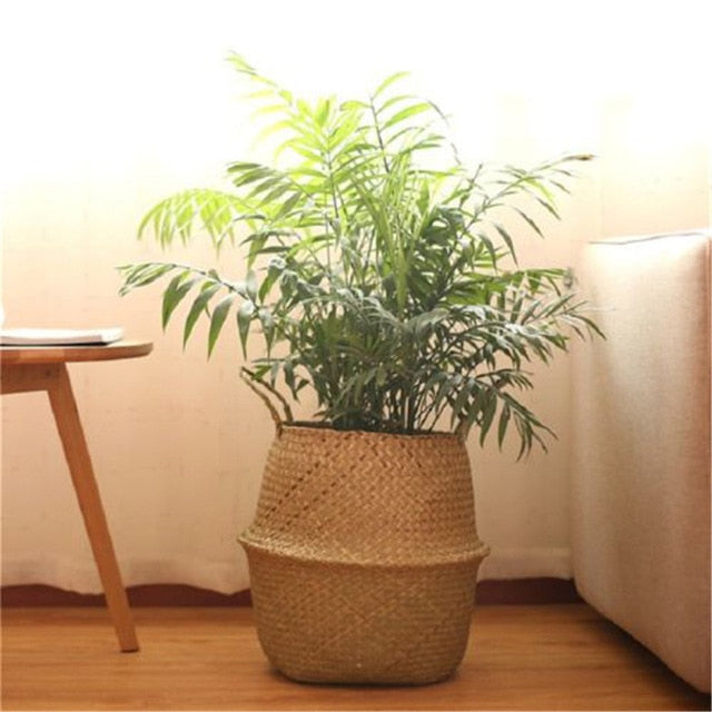 Rattan Straw Storage Basket Garden Hanging Basket