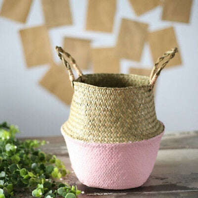 Rattan Straw Storage Basket Garden Hanging Basket