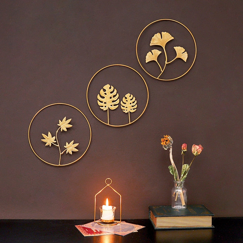 Style Leaf Shape Hanging Wall Creative Iron Ginkgo